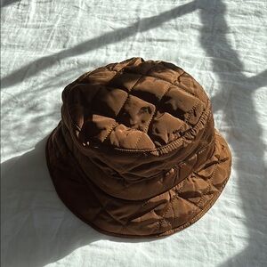 Quilted Brown Bucket Hat